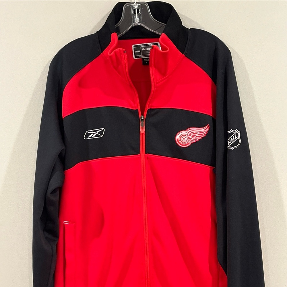 NHL Detroit Red Wings Mens Full Zip Sweatshirt Large Reebok Black Red